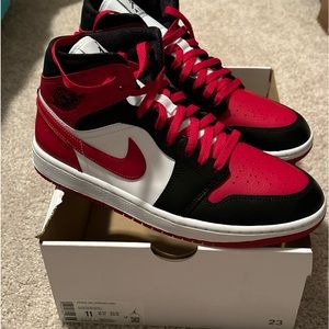 New Nike Air Jordan 1 Mid Red/Black/White- Womens 11